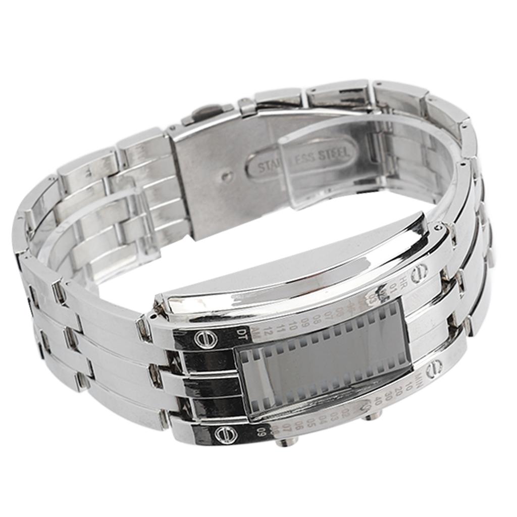 Men"s Watch Fashion Exquisite Waterproof Alloy Men"s LED Watch with Binary Time Mode Display(Men"s