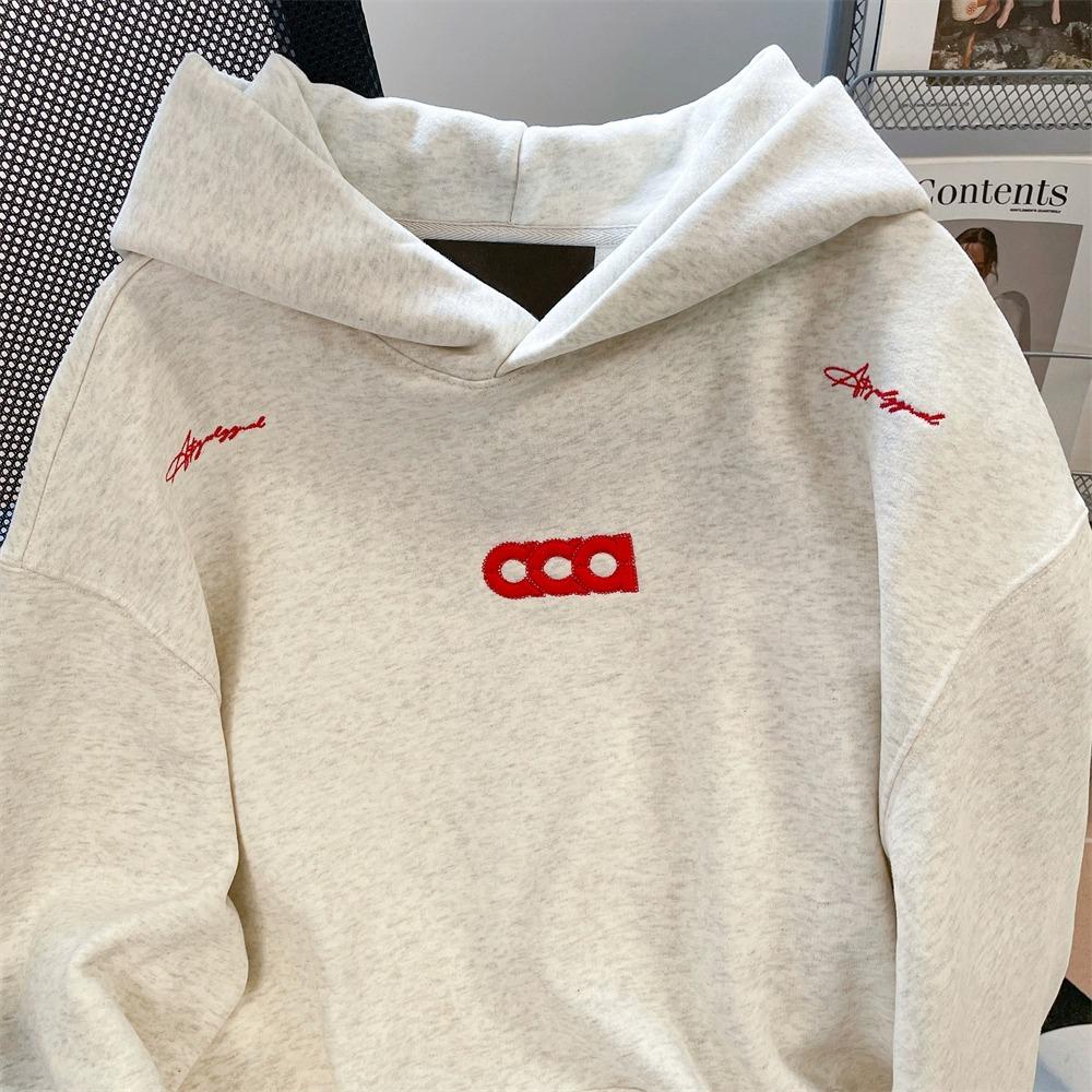 Women's Trendy Versatile Loose Hooded Sweatshirt, Heavyweight Embroidered, Casual Spring/Autumn Jacket