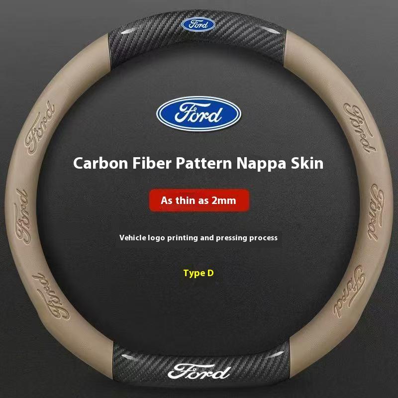Car 3D Embossing Carbon Fiber Steering Wheel Cover Ford Mondeo F150 Fusion Mustang EXPLORER ESCAPE EDGE Fiesta Focus Kuga Ranger