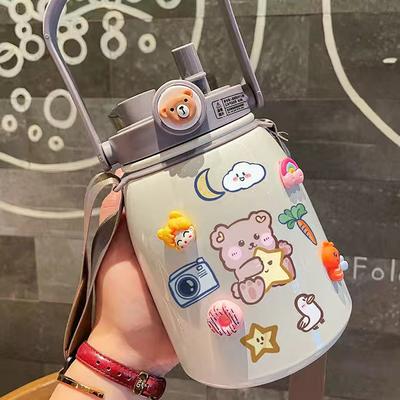 Large Capacity 1000ml Heat Preservation Cup Stainless Steel Heat Preservation Cup Lovely Cartoon Cold Preservation Cup Portable Cup