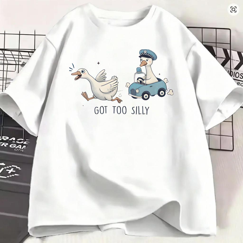 Unisex Tshirt Funny Goose Got Too Silly Unique 100 Cotton Tee Shirt Short Sleeve T Shirts Round Collar Clothing 4xl 5xl 6xl