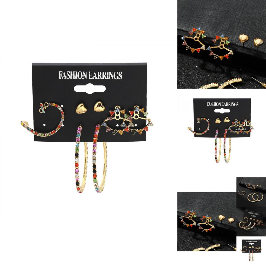 Cute Trendy Alloy Earrings Fresh Diamond Design Perfect For Weddings And Birthdays