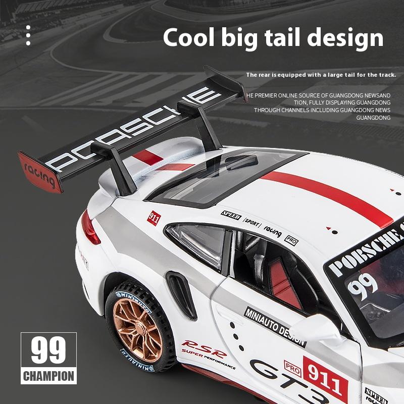 1/32 Scale Simulation Porsche 911 GT3 RSR Alloy Racing Model Ornaments Children's Holiday Gift, Open Door Sports Car Model Boy Toys