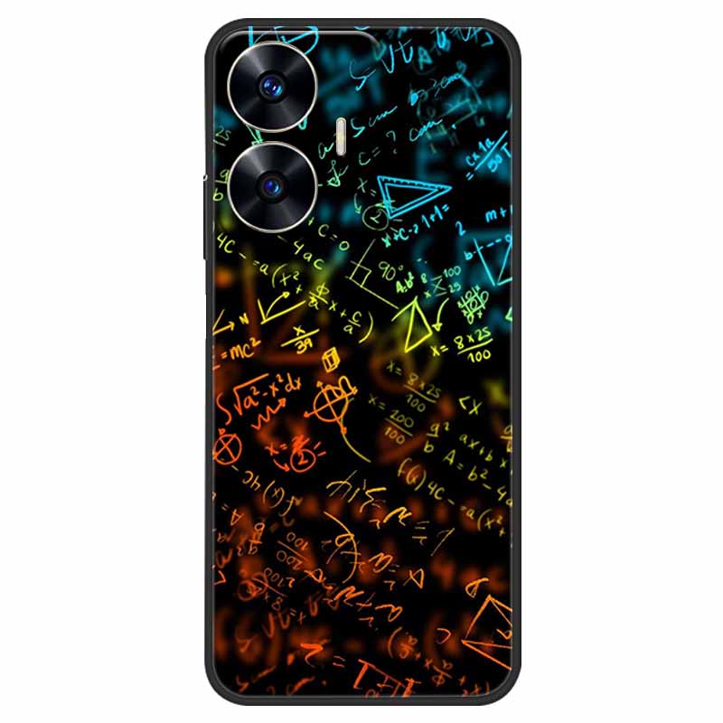 Phone Cover For Realme C55 Case Black Silicone Fundas For Realme C55 RMX3710 TPU Soft Back Coque Star Painted on RealmeC55 C 55