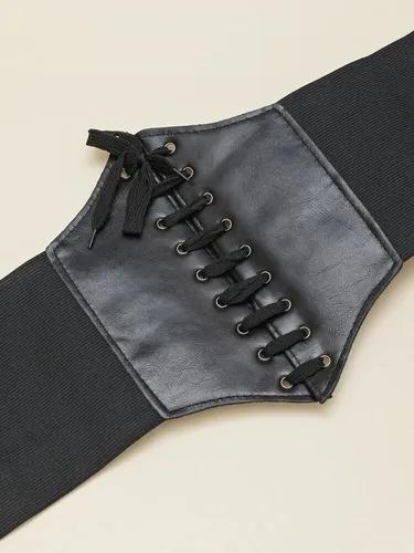 New Corset Black Wide Belts Pu Leather Punk Slimming Body Belts for Women Gothic Clothing Underbust Elastic Bustier Dress Girdle