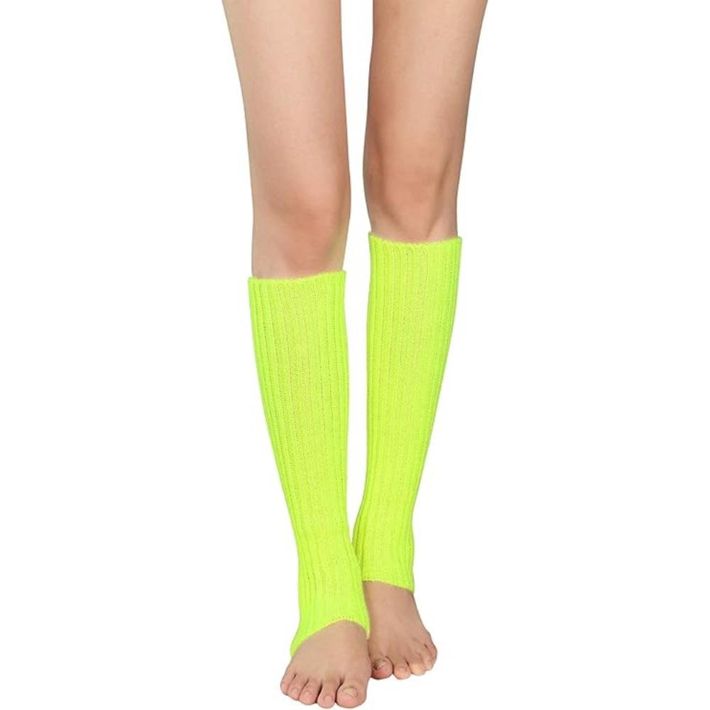 

Женские зимние теплые носки Неоновые вязаные гетры Ребристые яркие цветные носки без стопы Гетры разноцветные Один размер 1pcs флуоресцентный желтый