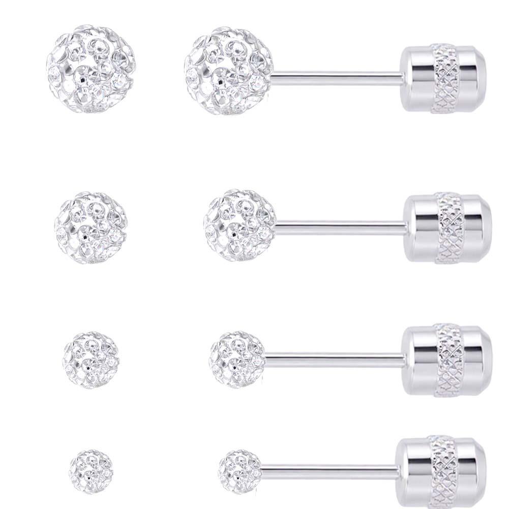 Multi-Color Titanium Steel Full Diamond Ball Stud Earrings for Cartilage Piercings
