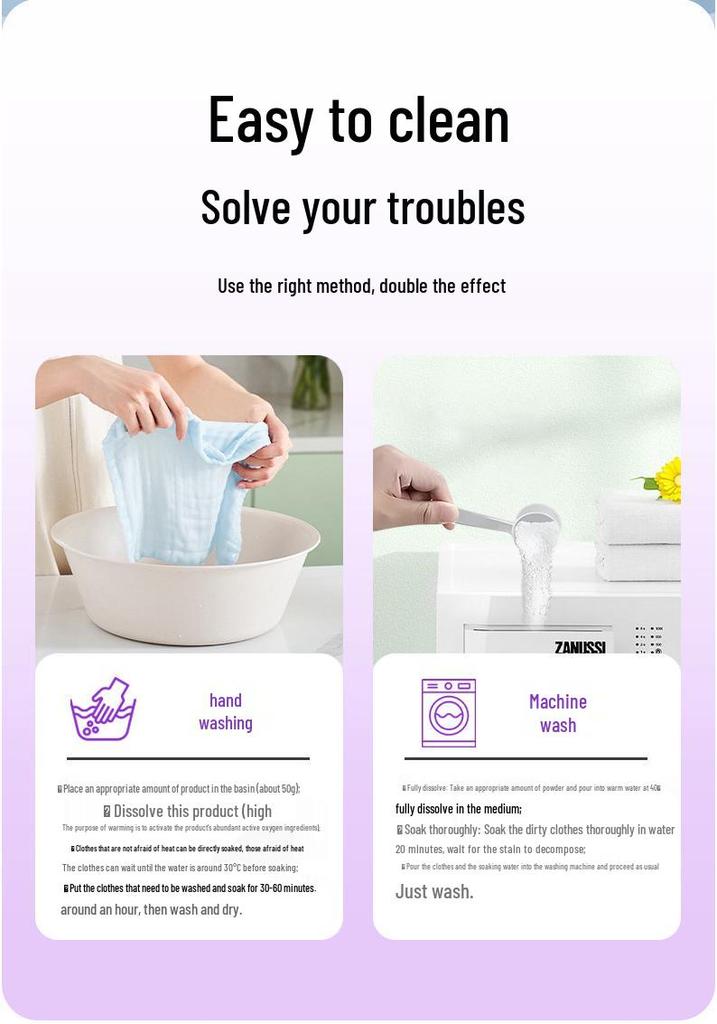 Cold Water Quick Dissolve Laundry Detergent: Stain Removal, Whitening, Color Brightener with Active Oxygen