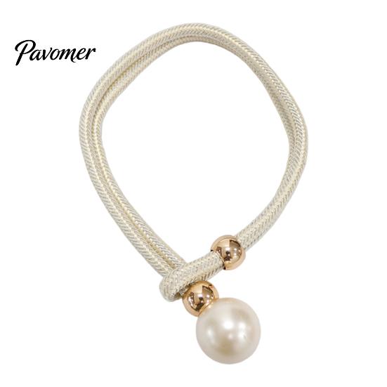 Faux Pearl Curtain Tieback 1Pc Tieback, Woven Rope Adjustable Holder, Stylish No Drill Tiebacks Bead End Draperies Holder for Living Room Bedroom
