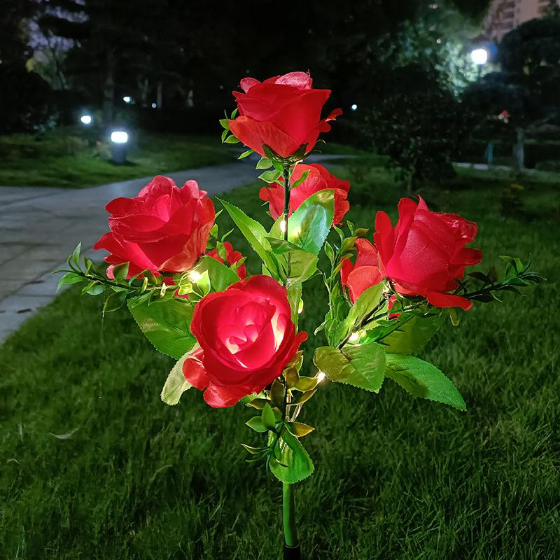 Solar-Powered Outdoor Waterproof Rose Flower LED Garden Lamp