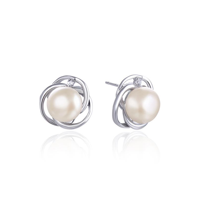 2024 Light Luxury 925 Sterling Silver Freshwater Pearl Stud Earrings for Women