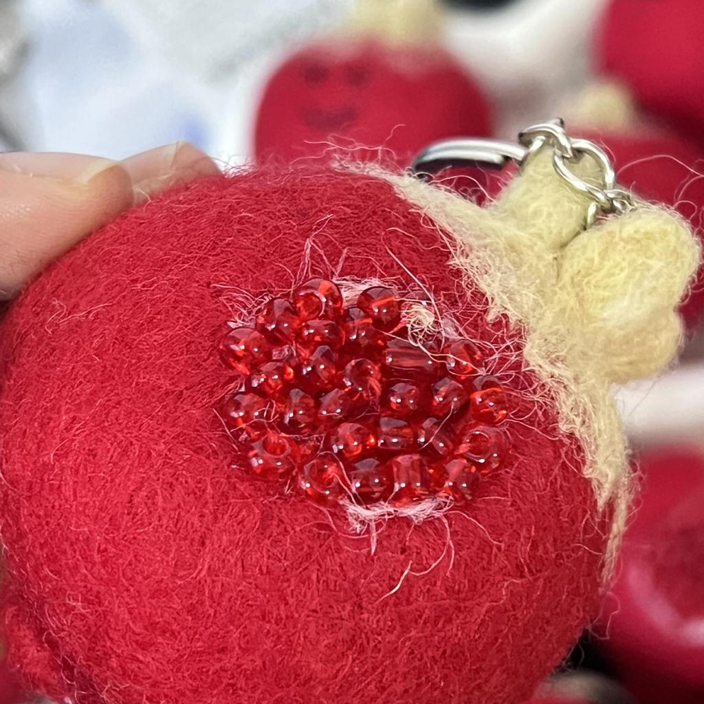 Handmade Pomegranate Wool Felt Bag Charm Keychain Ornament