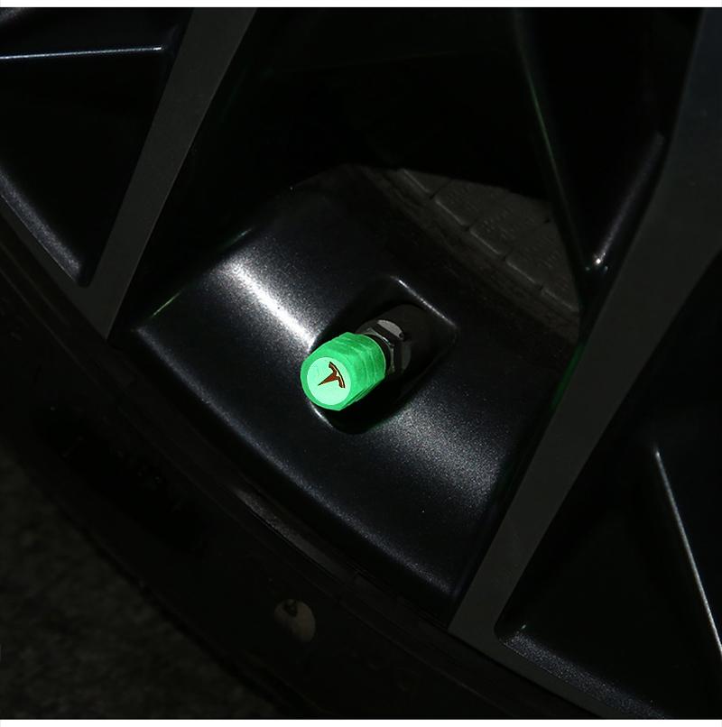 WDYEA1 4Pcs Car Luminous Tire Valve Caps Tyre Fluorescent Accessories For Tesla Roadster Model 3 Y S X Juguete Coil Bonina Cybertruck