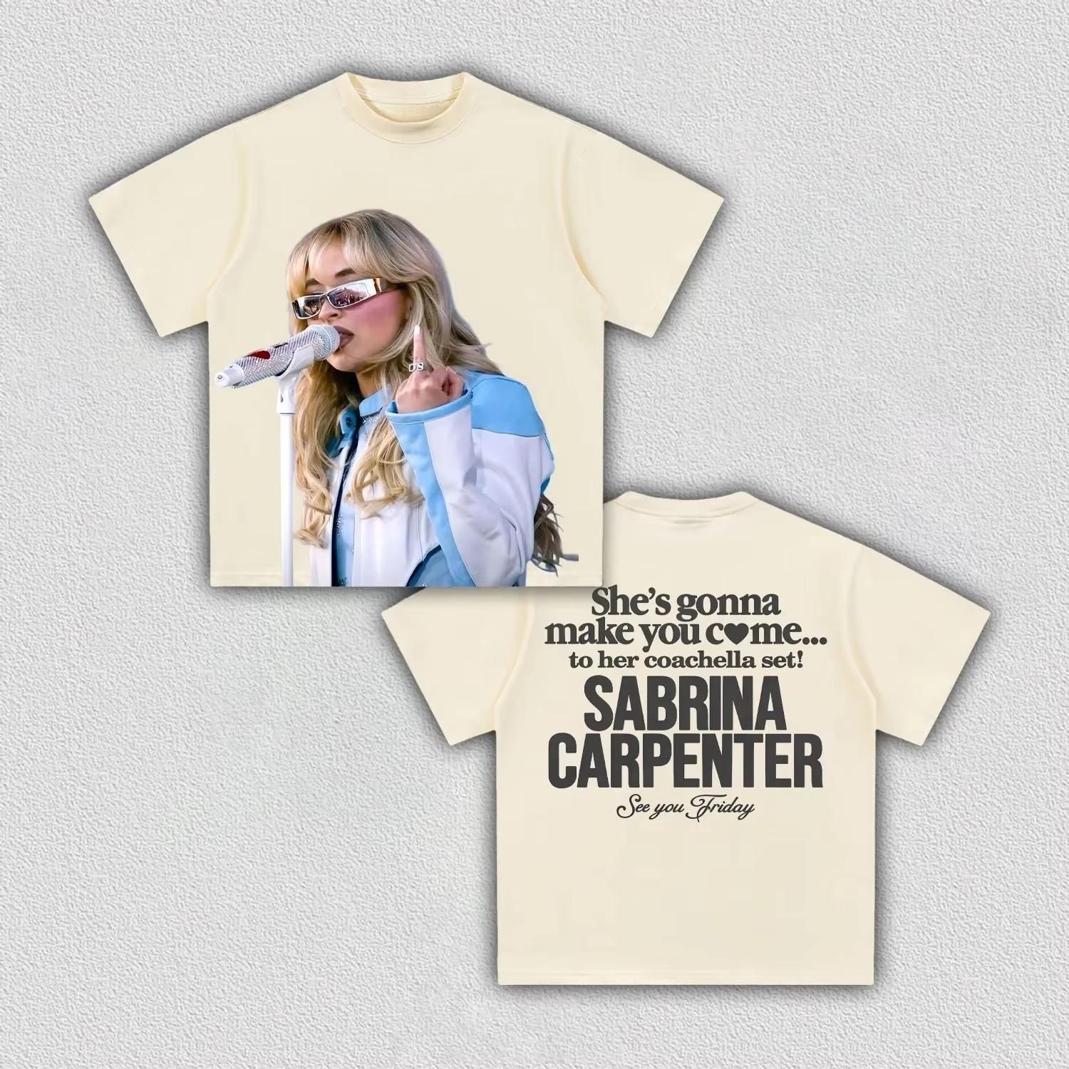 

2026 Sabrina Carpenter Coachella T Shirt for Unisex WOMEN Pop Star Tour Graphic Cotton Oversized Streetwear Merch Tee 4XL