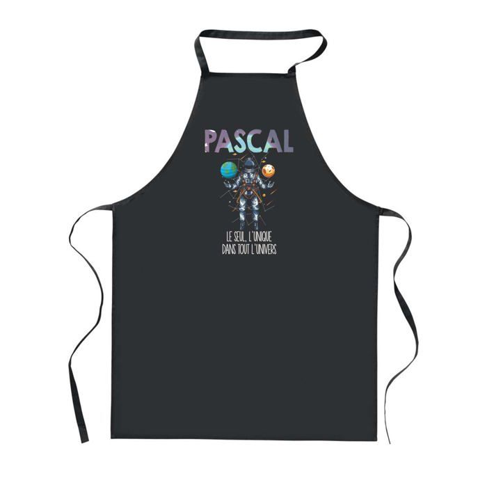 Tablier de cuisine - PLANETEE - Pascal Unique - Impression bretonne - Noir - Polyester 90x60 cm