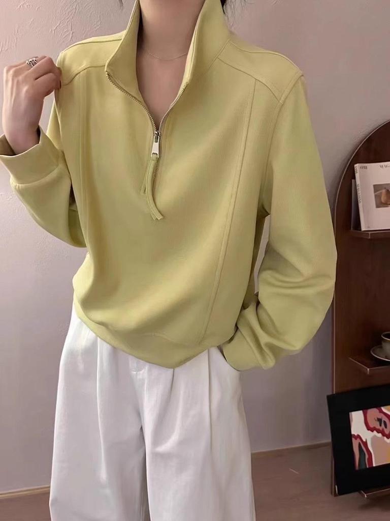 Women's Loose Half-Zip Sporty Sweatshirt - Early Spring 2025 Korean Style