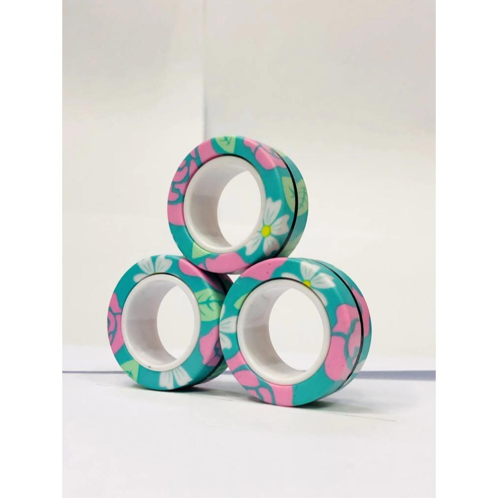3pcs Finger Magnetic Rings Colorful Fidget Toy Set Adult Magnets Spinner Rings for Relieve Stress Anxiety Relief Therapy
