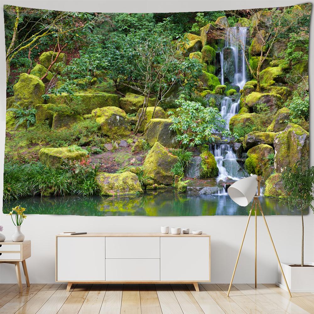 Tapestrie Botanică Verde Frunze de Palmier Plante de Pădure Tropicală din Asia de Sud-Est Tapiserie de Agățat pe Perete Pânză de Perete