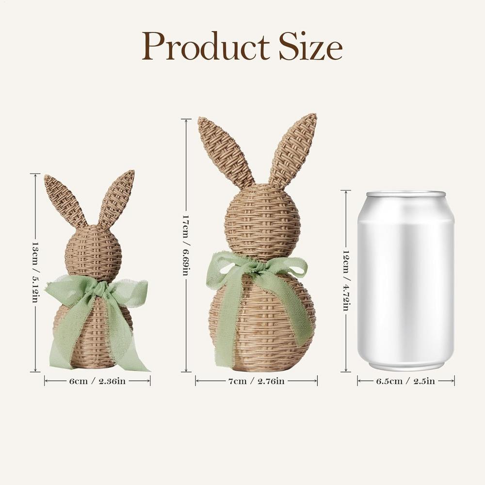 

Bunny Figurines 2 Pieces Resin Woven Spring Decor Easter Bunny Decor Animal Figurines for Home Living Room Bedroom Kitchen зелёный