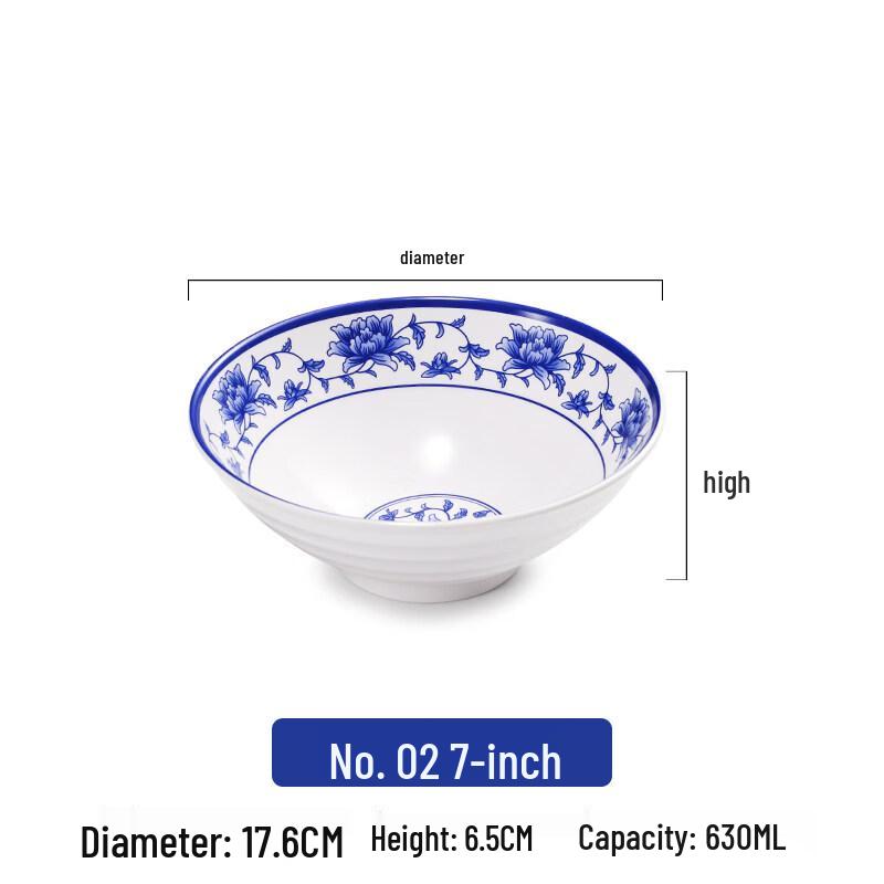 Commercial Melamine Chinese Blue & White Soup Bowls
