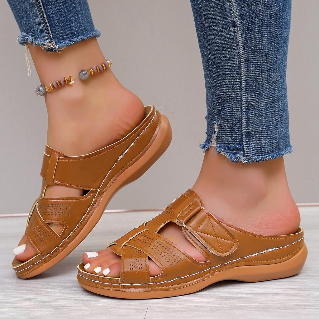 Fashion Summer Women Wedge Sandals Premium Orthopedic Open Toe Sandals Vintage Anti-slip Leather Casual Female Platform Retro Shoes