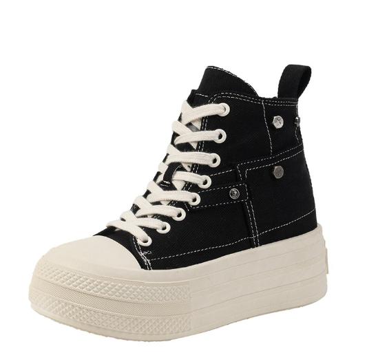 

Мужские черные кроссовки 2024 года Женские кроссовки на молнии Холщовые кожаные повседневные туфли Женская весенняя обувь 40 чёрный