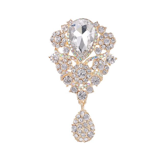 European & American Crystal Teardrop Brooch Zircon Pin Accessory
