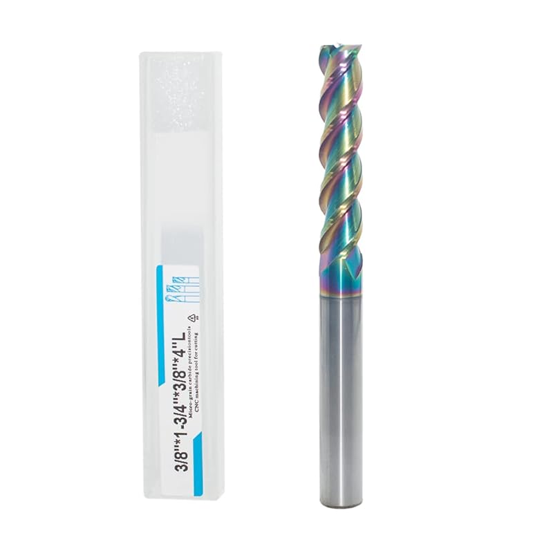 1/4" Extra Long Carbide Square End Mill for Aluminum, Copper Alloy, Plastic, 4" Overall Length End Mill Bits, 3 Flute HRC 55 Deg DLC Coating, CNC