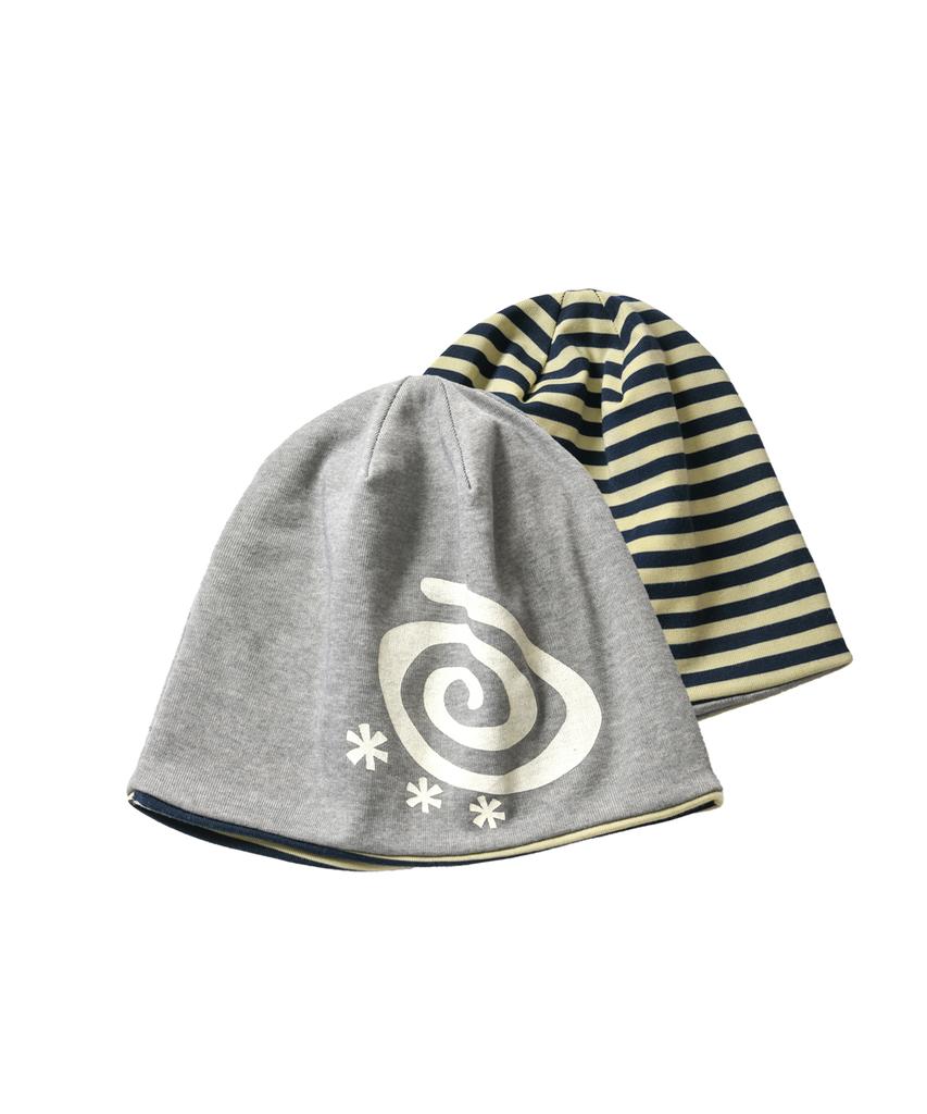 AMOU Reversible Stripe Beanie Gray
