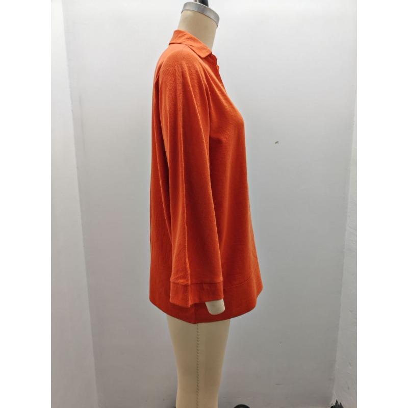 Spring and Autumn Women's Blouse V-neck Solid Color Large Size Loose Top