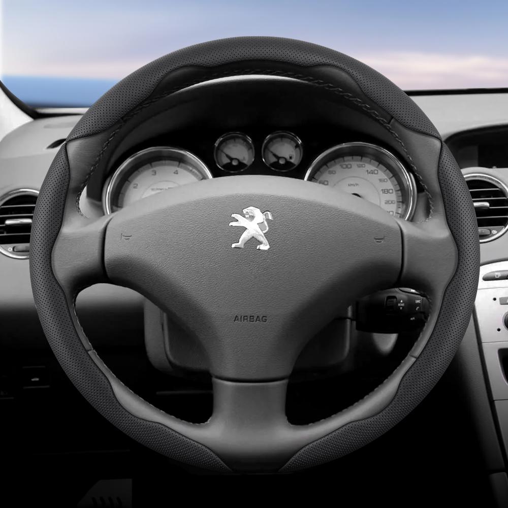DHLWY1 Geeignet für Peugeot Atmungsaktive Löcher Lederlenkradabdeckung Segmentiertes Schnellverschluss-Design Rutschfest Langlebig 206 208 3008 308 207 307