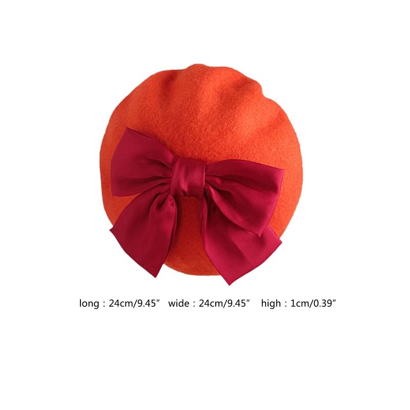 Fashion Red Bowknot Beret Elegant Octagonal Hat Wild Painter Hat Daughter Gifts for Casual Birthday Festival Gathering