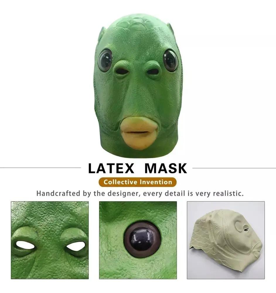 Ugly Green Fish Head Halloween Masks for Adults