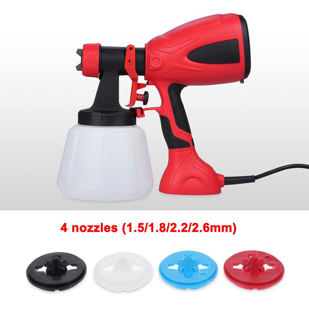 Paint Sprayer 600W Electric Spray Paint Gun 1200ml Pot 3 Spary Patterns 1.5/1.8/2.2/2.6mm Nozzles