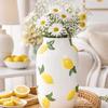 Ceramiczny Wazon Dekoracyjny Z Motywem Cytryn 29 Cm