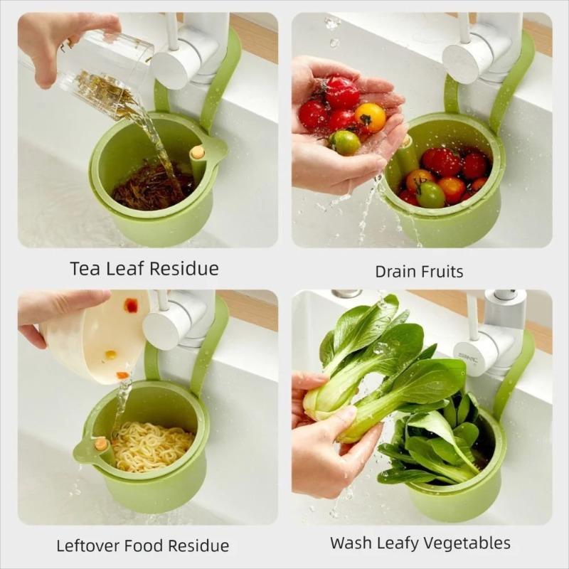 Creative Sink Hanging Strainer Basket Detachable Openable Bottom Cover Kitchen Garbage Filter Quickly Drain Multifunctional