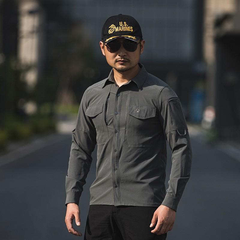 

Huanlong Outdoor Mountaineering Shirt Hygroscopic Quick-drying City Service Casual Business Long Sleeves XXL серый