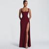 European and American Women's Clothing Light Luxury Evening Dress Long Dress Summer New Sexy Backless Suspender High Split Dress