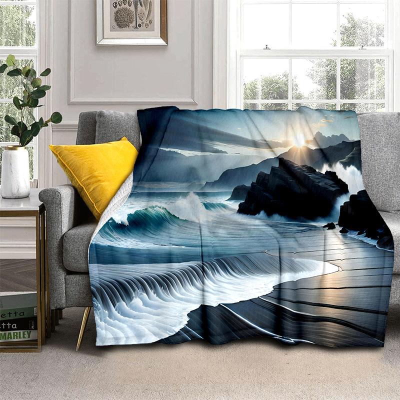 2025 New Style Sea Water Beach Reef 3D Nature Scenery Blanket,Soft Throw Blanket for Home Bedroom Bed Sofa Travel Picnic Cover