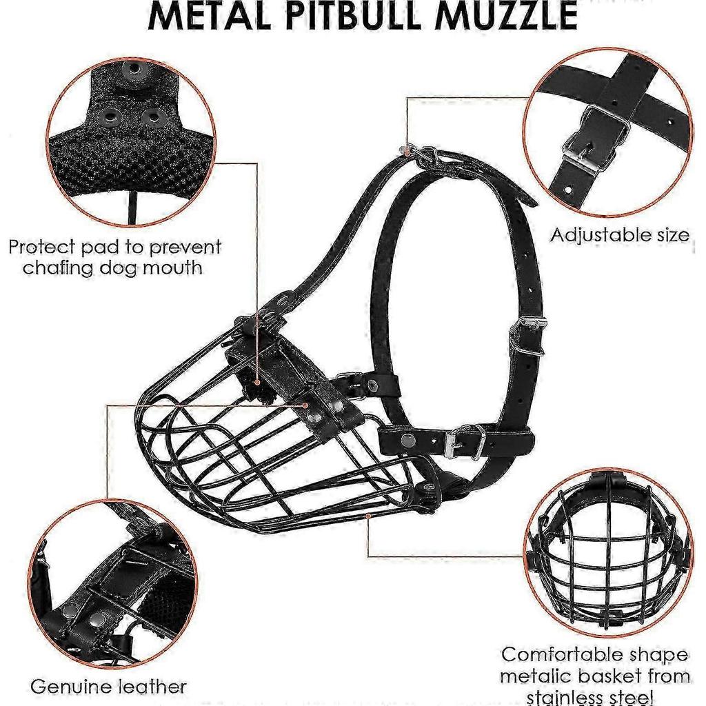 Pitbull Amstaff XX Large Dog Breathable Metal Muzzle Basket