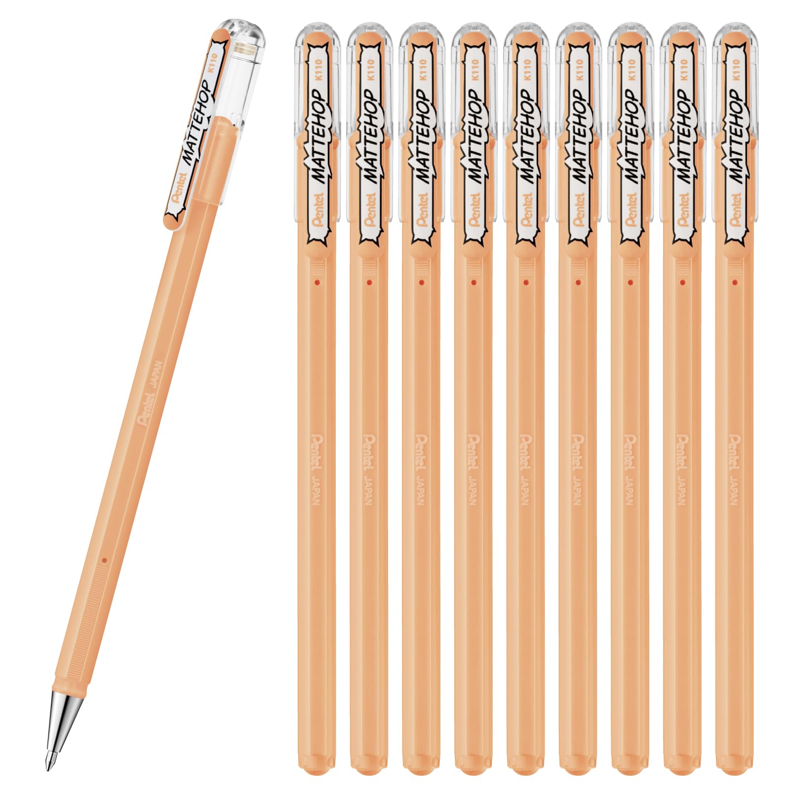 Шариковая ручка Pentel Color Matte Pale, 10 цветов, Hop, Оранжевый, ручки, K110-VF3