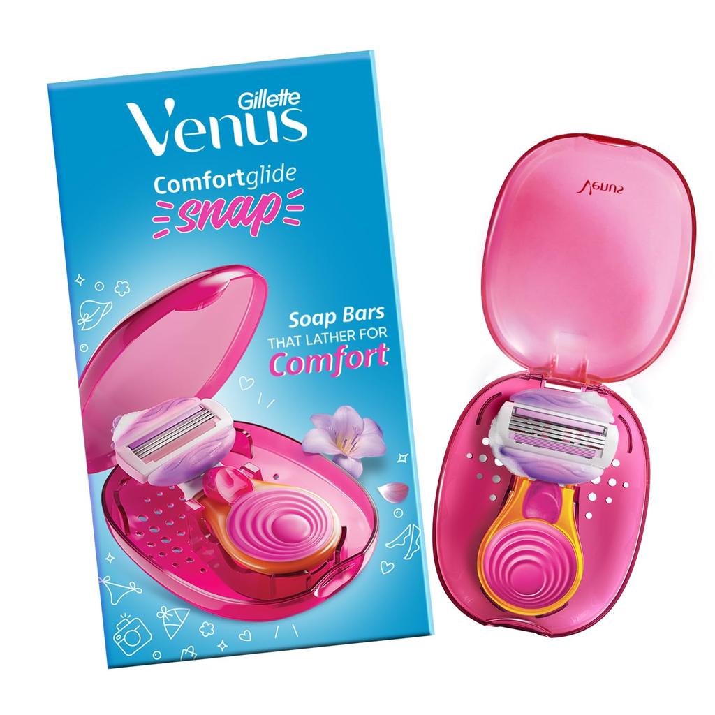Gillette Venus Snap Hair Remover| Women Body Razor| Pack of 1 | Compact case | Soap gel bar with avocado