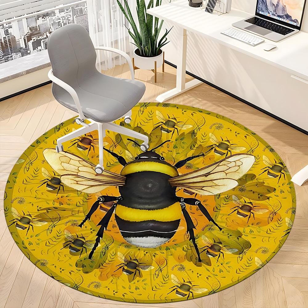 

1pc Bee Print Chair Carpet for Office, Soft Comfortable Mat For Office, Living Room, Bedroom, Machine Washable Carpet yy251112020 80cm by 80cm