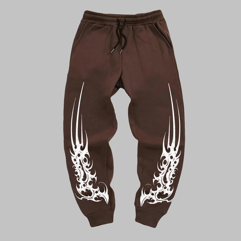 Pantaloni Jogger da Uomo Stile Gotico - Caldi per l'Inverno, Casual Atletici, con Vita Elastica e Fondo a Costine, Motivi Geometrici Gotici