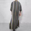 Gown Shirt Colorful Striped Pockets Single-breasted Round Neck Soft Long Shirt for Daily Wear