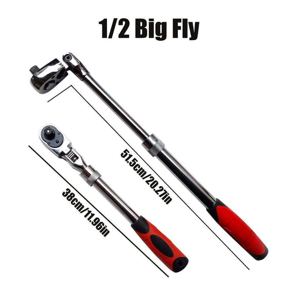 1/2 3/8 1/4 Movable Head Long Handle Ratchet Two-way Extendable Ratchet Socket Wrench Combination Wrench For Repair Depot