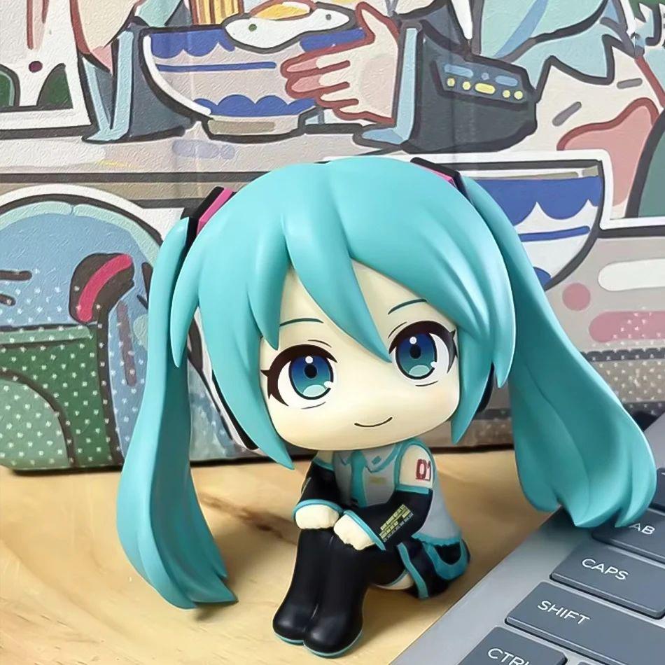 Atsune Miku Look Up Anime Action Figure 10Cm Pvc Kawaii Chibi Sitting Desktop Decor Collectible Model Home Ornament Gift Toys