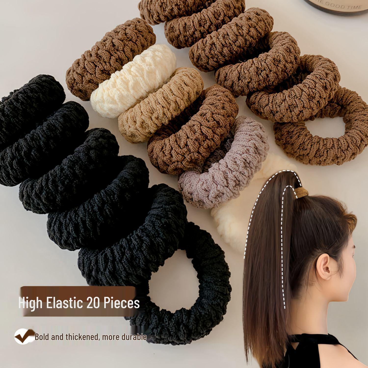 

Thick Elastic Hair Band for Women - Durable High Ponytail Tie Black Pack of 6 [OPP Bag]