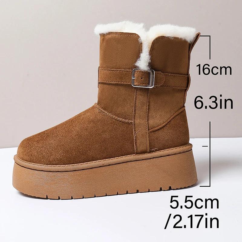 Warm Thicken Plush Chunky Platform Snow Boots Women  New Thick Bottom Winter Ankle Boots Woman Non Slip Cotton Padded Shoes