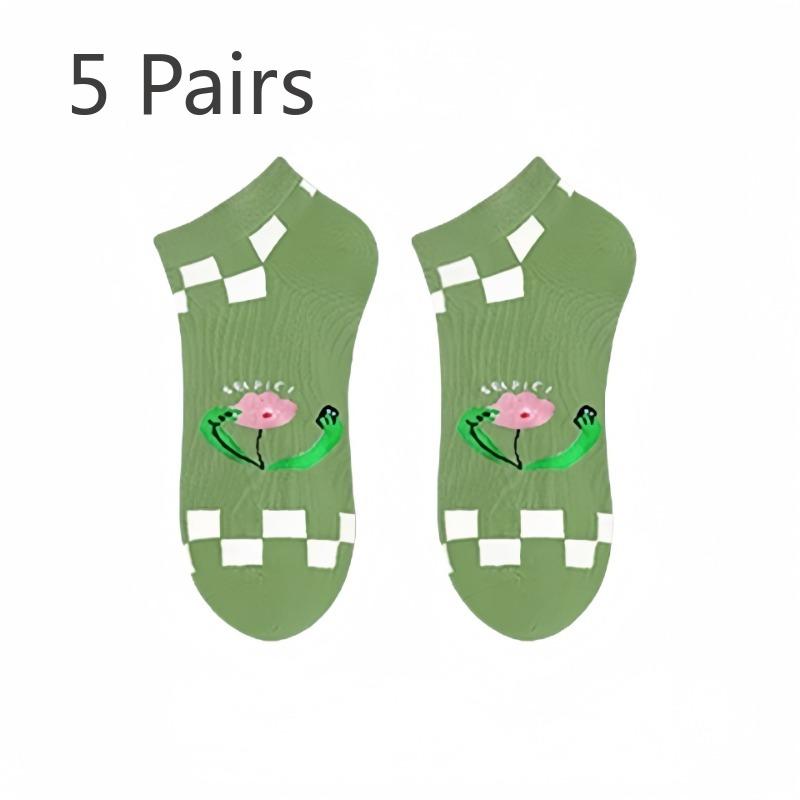 

5 Pairs of Women s Summer Thin New Pure Cotton Anti Odor Socks 5 Pairs зелёный